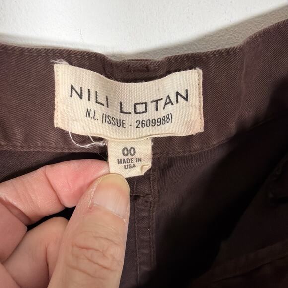 Niki Lotan Shon Pant Cotton Twill Tapered Stretch Brown 00 Barrel Leg Slouchy - Picture 6 of 11